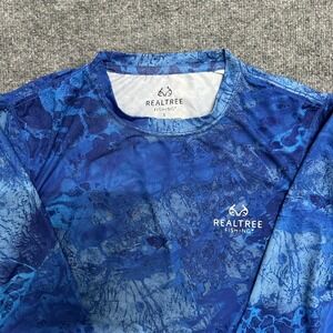 Realtree Fishing Shirt Mens Size S Blue Camo Long Sleeve Performance Athletic